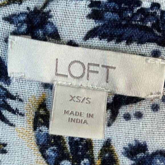 LOFT Womens Kimono White Blue Multicolor Floral Open Front XSmall/Small - Picture 6 of 12